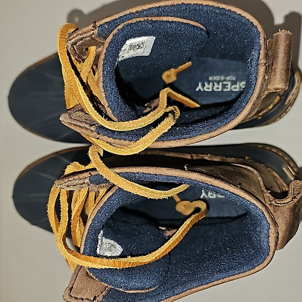 Like New Saltwater Heel Navy Blue Duck Boots Size 8M - Picture 7 of 8